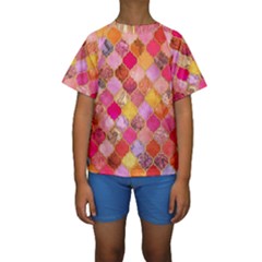 Warm Moroccan Mosaid Kids  Short Sleeve Swimwear by Brittlevirginclothing