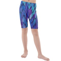 Blue Bird Feather Kids  Mid Length Swim Shorts by Brittlevirginclothing