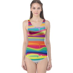 Melting Paint One Piece Swimsuit by Brittlevirginclothing