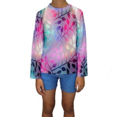 Colorful Leaves Kids  Long Sleeve Swimwear by Brittlevirginclothing