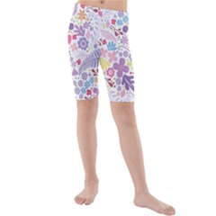 Colorful Flower Kids  Mid Length Swim Shorts by Brittlevirginclothing