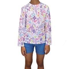 Colorful Flower Kids  Long Sleeve Swimwear by Brittlevirginclothing