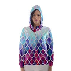 Purple Moroccan Mosaic Hooded Wind Breaker (women) by Brittlevirginclothing