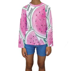 Cute Watermelon Kids  Long Sleeve Swimwear by Brittlevirginclothing