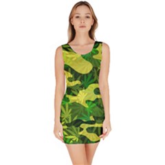 Marijuana Camouflage Cannabis Drug Sleeveless Bodycon Dress by Amaryn4rt