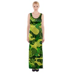 Marijuana Camouflage Cannabis Drug Maxi Thigh Split Dress by Amaryn4rt