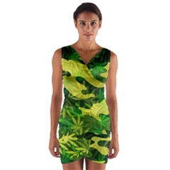 Marijuana Camouflage Cannabis Drug Wrap Front Bodycon Dress by Amaryn4rt