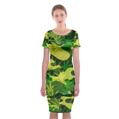 Marijuana Camouflage Cannabis Drug Classic Short Sleeve Midi Dress by Amaryn4rt