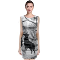 Stag Deer Forest Winter Christmas Classic Sleeveless Midi Dress by Amaryn4rt