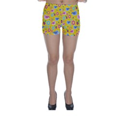 Spring Pattern - Yellow Skinny Shorts by Valentinaart