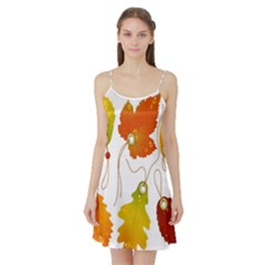 Vector Beautiful Maple Leaf Satin Night Slip by Nexatart