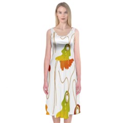 Vector Beautiful Maple Leaf Midi Sleeveless Dress by Nexatart