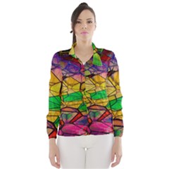 Abstract Squares Triangle Polygon Wind Breaker (women) by Nexatart