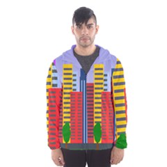 City Skyscraper Buildings Color Car Orange Yellow Blue Green Brown Hooded Wind Breaker (men) by Alisyart