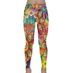 Colorful Abstract Flower Floral Sunflower Rose Star Rainbow Classic Yoga Leggings by Alisyart