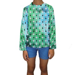 Goose Swan Hook Blue Green Kids  Long Sleeve Swimwear by Alisyart