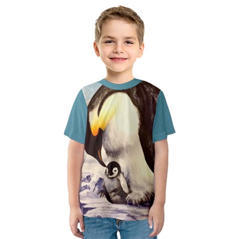 Emperor Penguin & Chick Kids  Sport Mesh Tee by ArtByThree