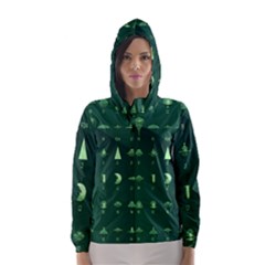 Ufo Alien Green Hooded Wind Breaker (women) by Alisyart