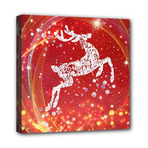 Background Reindeer Christmas Mini Canvas 8  X 8 