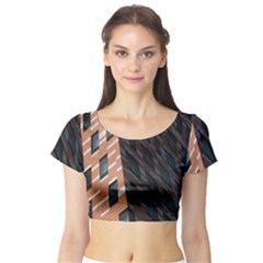 Building Architecture Skyscraper Short Sleeve Crop Top (tight Fit) by Nexatart