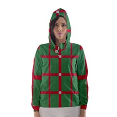 Fabric Green Grey Red Pattern Hooded Wind Breaker (women) by Nexatart