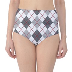 Fabric Texture Argyle Design Grey High-waist Bikini Bottoms