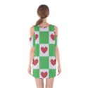 Fabric Texture Hearts Checkerboard Shoulder Cutout One Piece View2