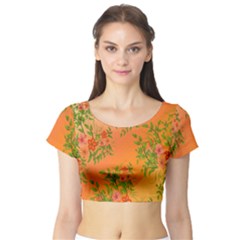 Flowers Background Backdrop Floral Short Sleeve Crop Top (tight Fit) by Nexatart