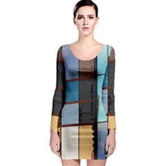 Glass Facade Colorful Architecture Long Sleeve Bodycon Dress by Nexatart