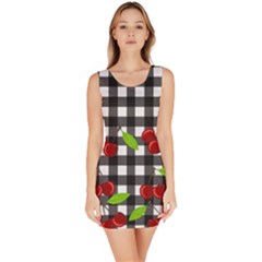 Cherries Plaid Pattern  Sleeveless Bodycon Dress by Valentinaart