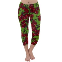 Cherry Jammy Pattern Capri Winter Leggings  by Valentinaart