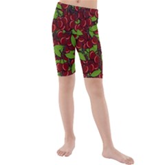 Cherry Pattern Kids  Mid Length Swim Shorts by Valentinaart