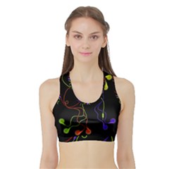 Colorful Earphones Sports Bra With Border