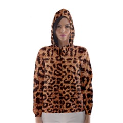 Leopard Print Animal Print Backdrop Hooded Wind Breaker (women) by Nexatart