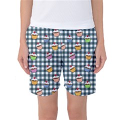Cupcakes Plaid Pattern Women s Basketball Shorts by Valentinaart