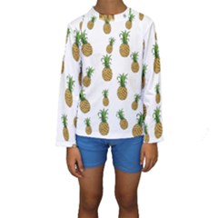 Pineapples Pattern Kids  Long Sleeve Swimwear by Valentinaart