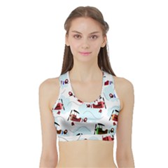 Airplanes Pattern Sports Bra With Border by Valentinaart