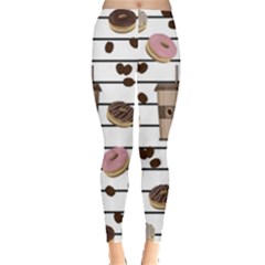 Donuts And Coffee Pattern Leggings  by Valentinaart