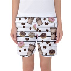 Donuts And Coffee Pattern Women s Basketball Shorts by Valentinaart