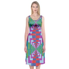Texture Fabric Textile Jute Maze Midi Sleeveless Dress by Nexatart