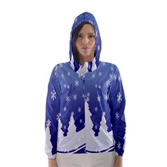 Vector Christmas Design Hooded Wind Breaker (women) by Nexatart