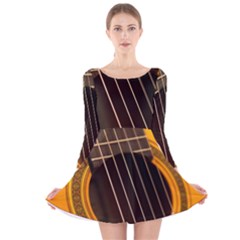 Vintage Guitar Acustic Long Sleeve Velvet Skater Dress by Nexatart