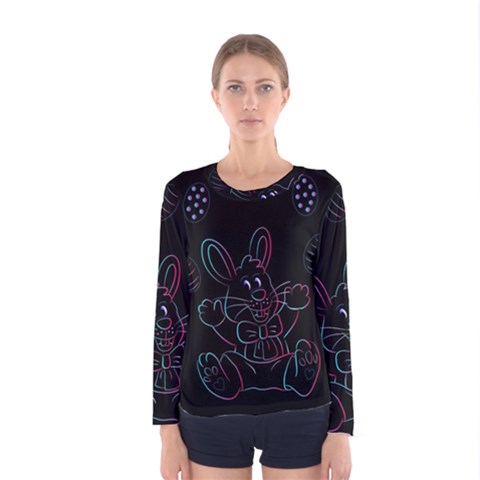 Easter Bunny Hare Rabbit Animal Women s Long Sleeve Tee by Amaryn4rt