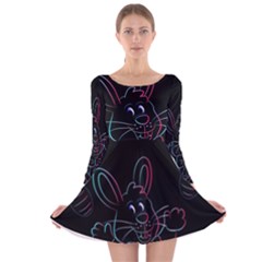 Easter Bunny Hare Rabbit Animal Long Sleeve Velvet Skater Dress by Amaryn4rt