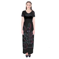 Easter Bunny Hare Rabbit Animal Short Sleeve Maxi Dress by Amaryn4rt