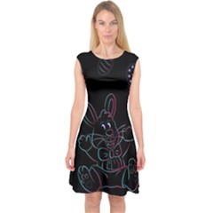 Easter Bunny Hare Rabbit Animal Capsleeve Midi Dress by Amaryn4rt