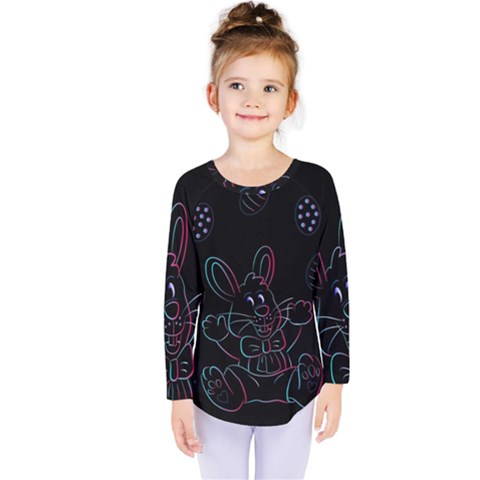 Easter Bunny Hare Rabbit Animal Kids  Long Sleeve Tee by Amaryn4rt