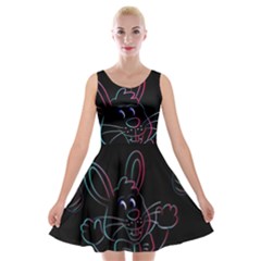 Easter Bunny Hare Rabbit Animal Velvet Skater Dress by Amaryn4rt