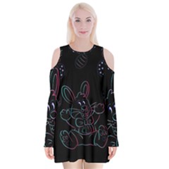 Easter Bunny Hare Rabbit Animal Velvet Long Sleeve Shoulder Cutout Dress by Amaryn4rt