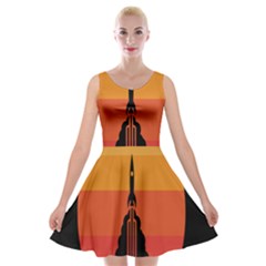 Plane Rocket Fly Yellow Orange Space Galaxy Velvet Skater Dress by Alisyart